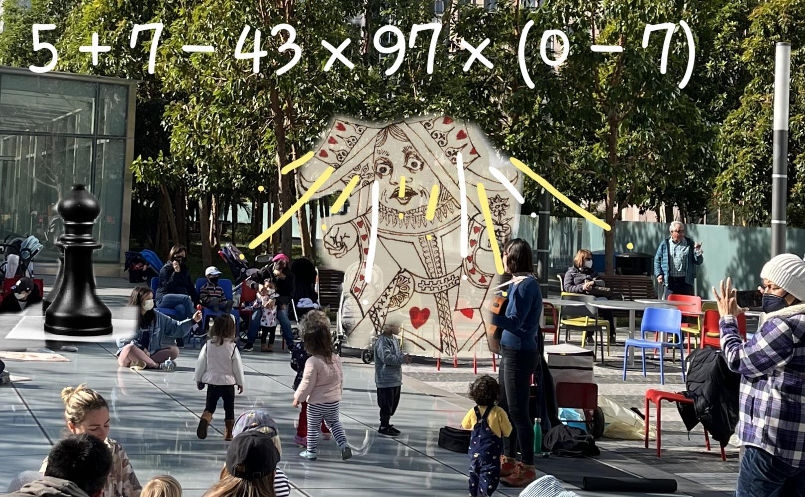 Alice in Wonderland Math event at TJPA Main Plaza.