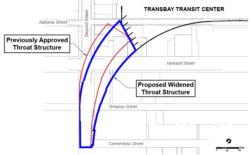 Figure 2-7: Previously Approved and Proposed Widened Throat Structure