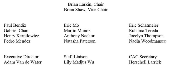 CAC Member list for 12/9/2025