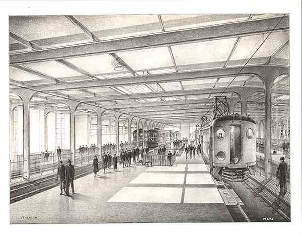 Transbay Terminal—Artist\'s Rendering of Train Platforms (1938)