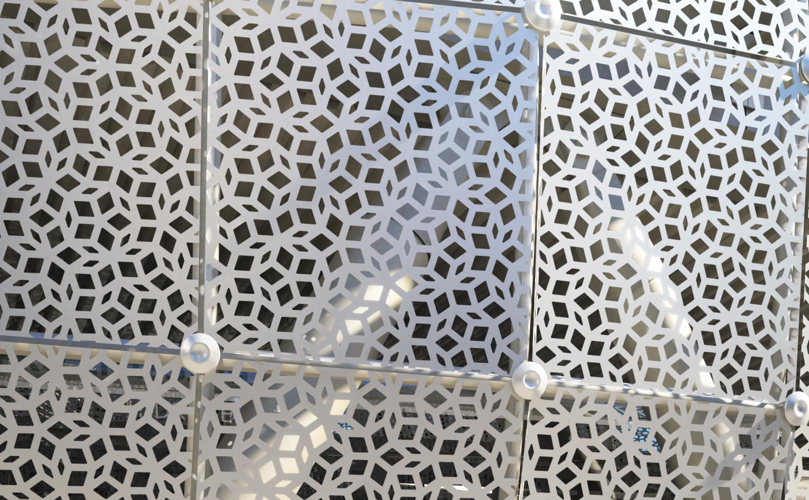 Close-up of panels featuring Penrose pattern