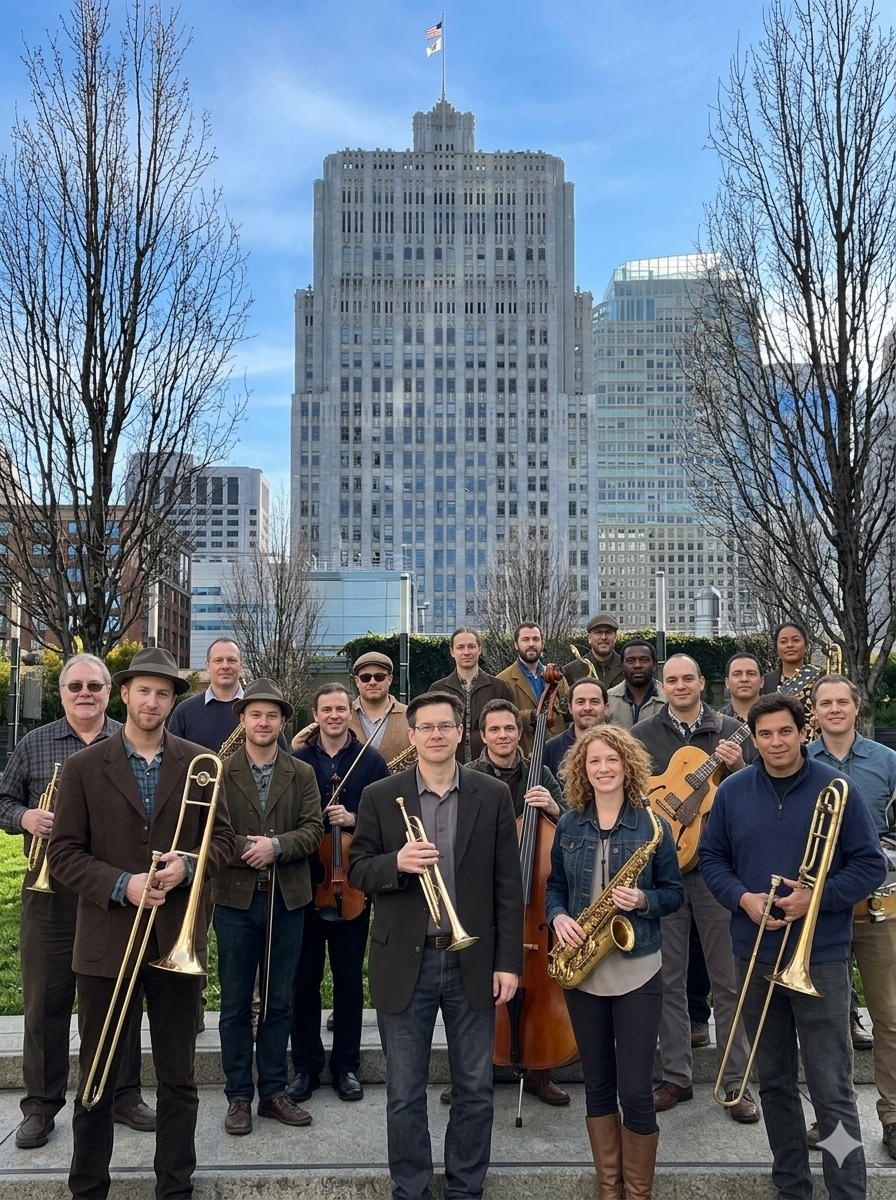 Jazz band members at Amphitheater.