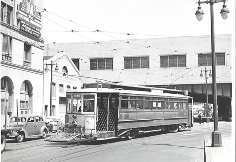 Streetcar Departing Transbay Hump (1949)