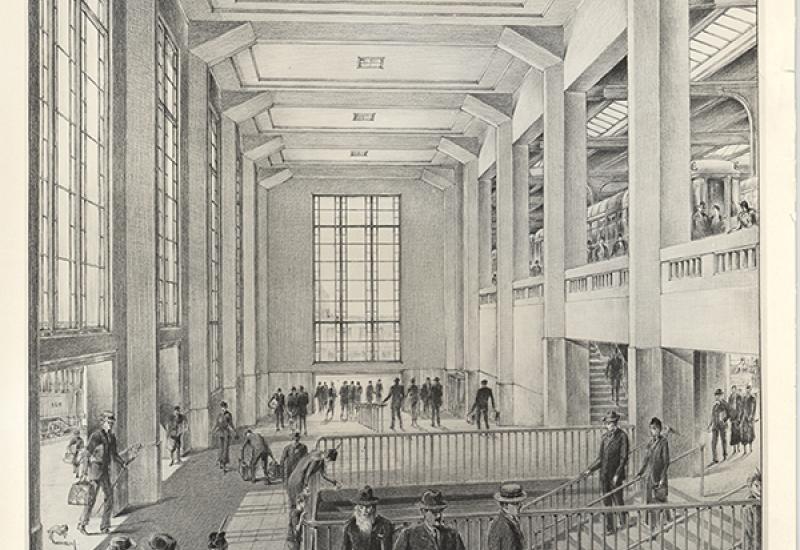Transbay Terminal—Artist\'s Rendering of Main Foyer (1937)