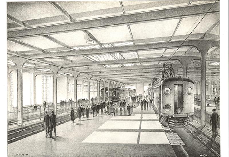 Transbay Terminal—Artist\'s Rendering of Train Platforms (1938)