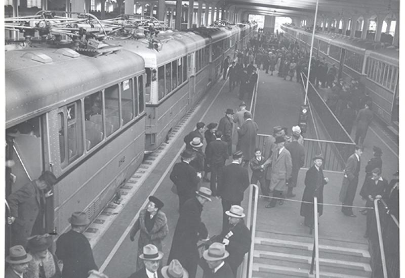 Looking Down on the Transbay Terminal Train Platforms (1939)