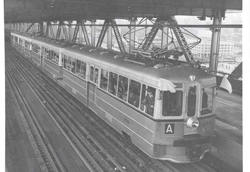 Governor on Bay Bridge Train Test Run (1938)