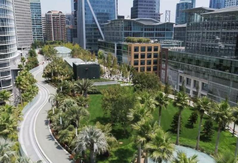 Ariel view of TJPA's Salesforce Park.