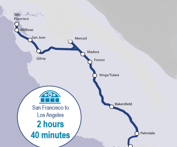 Proposed route for California High Speed Rail.